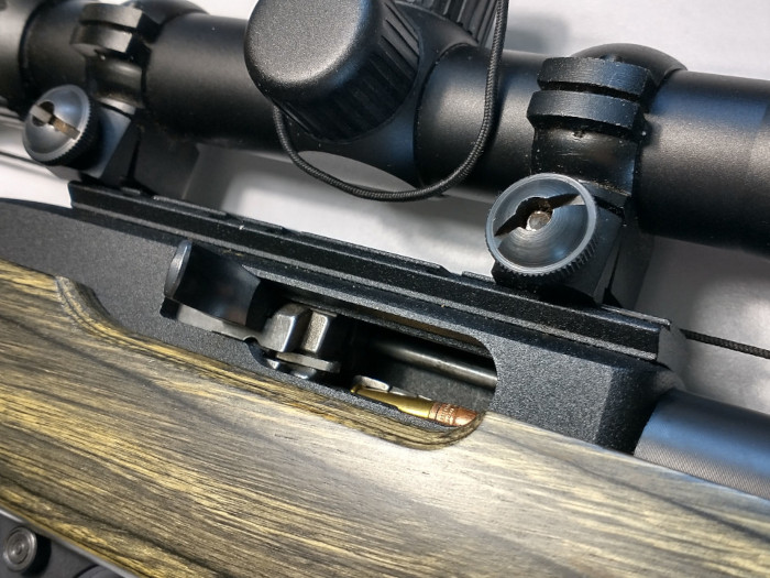 The open action of a Ruger 10/22