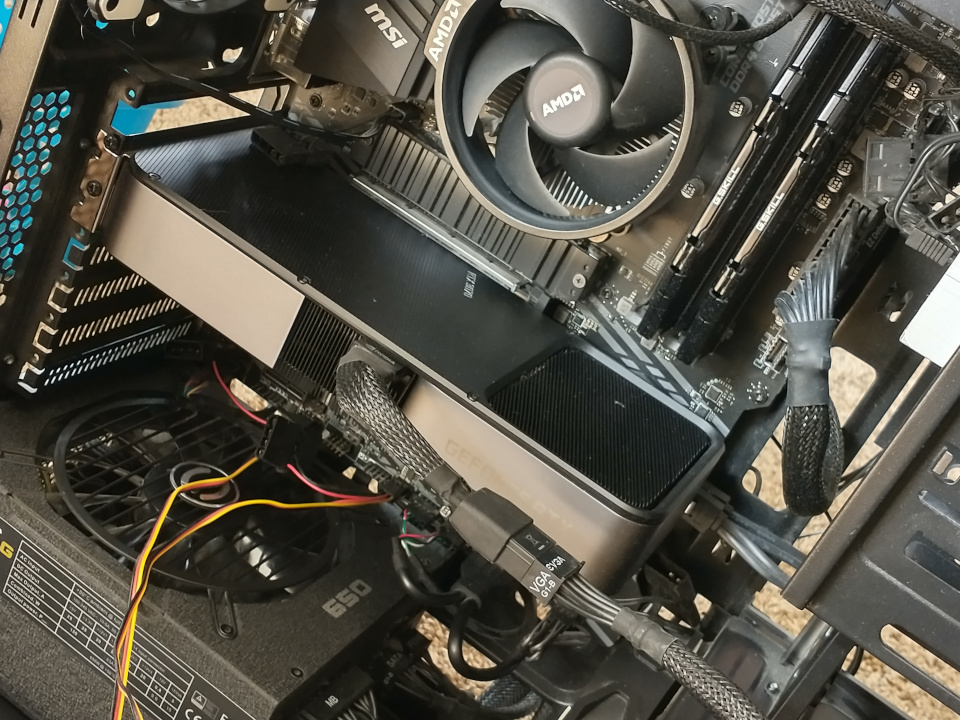 The internals of a desktop PC